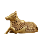 Rare Engraved Brass Nandi Statue - Sacred Bull Temple Guardian Sculpture | Jaipurio